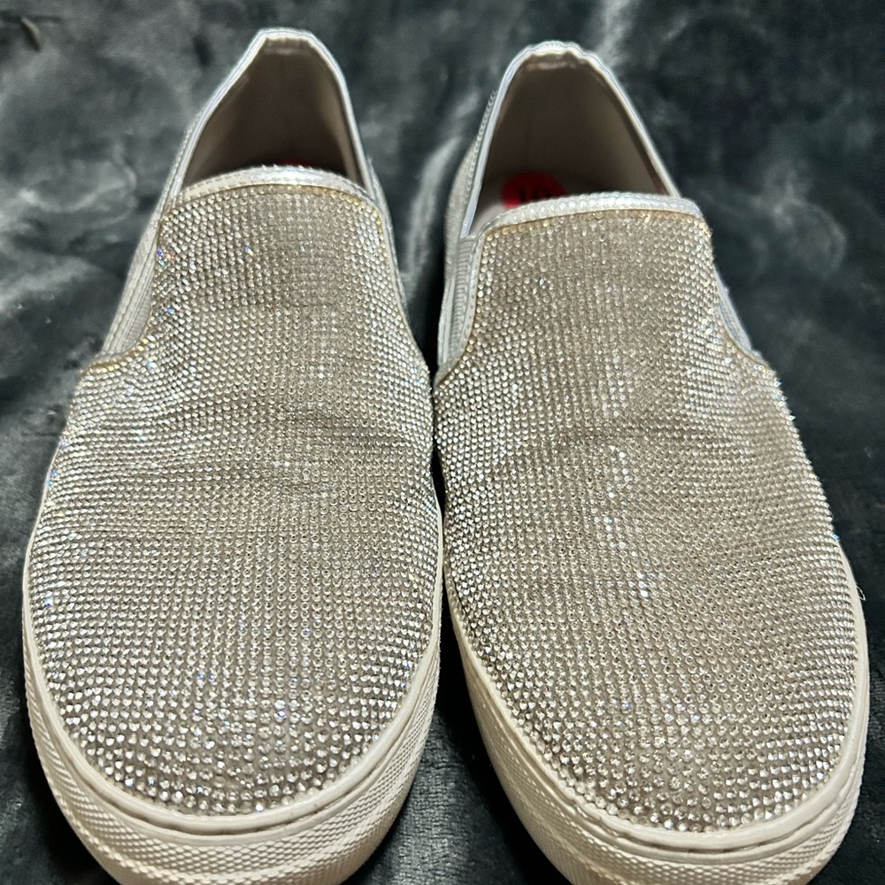 Steve Madden Silver Sequin Glitter Sparkle slip on - size 10 - Picture 4 of 8
